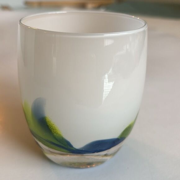 Glassybaby HAWKFETTI Seattle Seahawks 2017 Votive Candleholder With Sticker - Picture 5 of 12